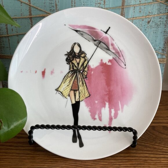 PIER 1 IMPORTS Fashion Frenzy Salad Dessert Plates Set of 4 Pink 90’s Style - Picture 5 of 8